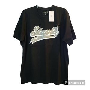 Staple Pigeon Men's Black w/ Gray Script Short-Sleeve T-Shirt | Size L | NWT